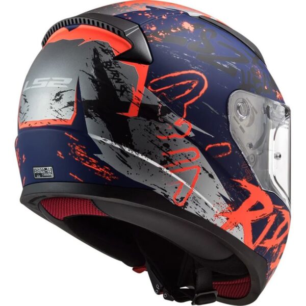 CAPACETE LS2 FF358 RAPID NAUGHTY AZUL FOSCO/ LARANJA FLUO